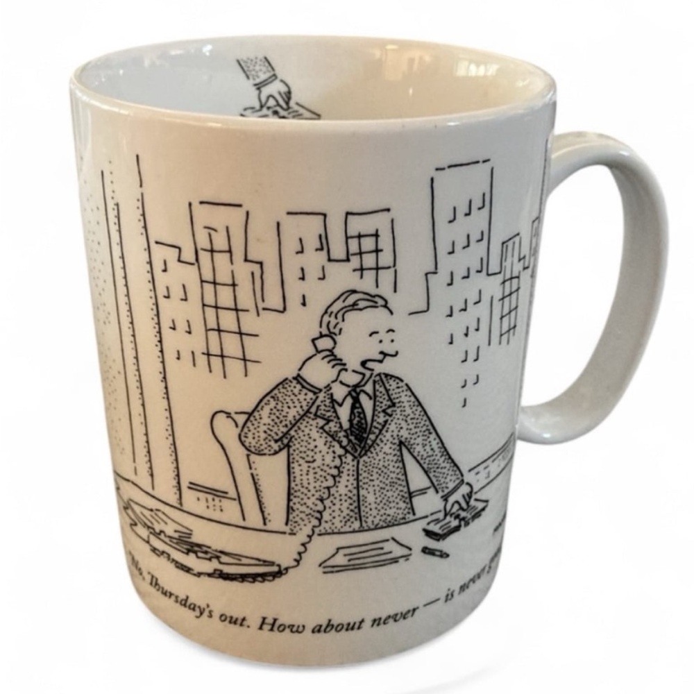 The New Yorker Mug cartoon 1993 Condé Nast new in box “how about never”